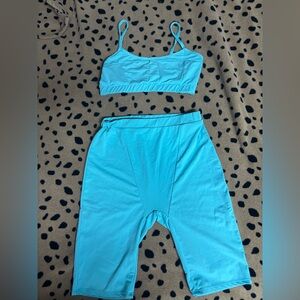 Fashion Nova Blue Bike Shorts Set